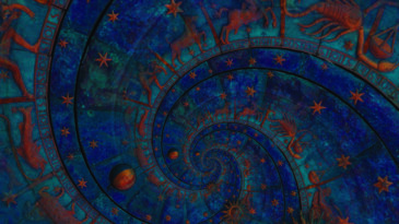 Abstract old conceptual background on mysticism, astrology, fantasy - blue