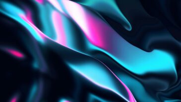 a blue and pink abstract background with wavy lines